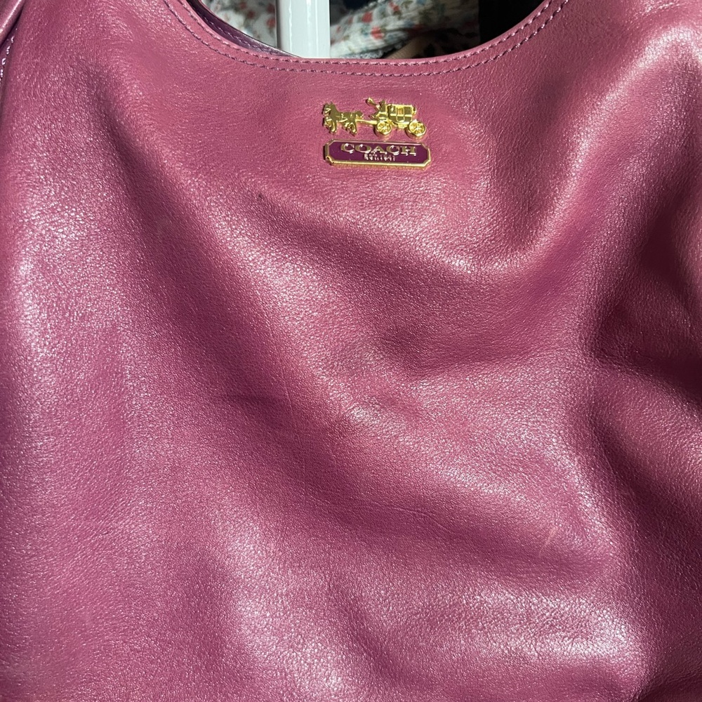 Coach Purple Shoulder Bag with Gold Accents - Picture 13 of 13